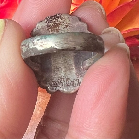 VINTAGE Native American Silver/Blue Turquoise Stone Ring 9.89 Grams Size 6 - Picture 4 of 8